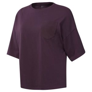 Reebok Training Supply Pocket T Shirt Damen - Tiefes Lila - DE 809-DGO